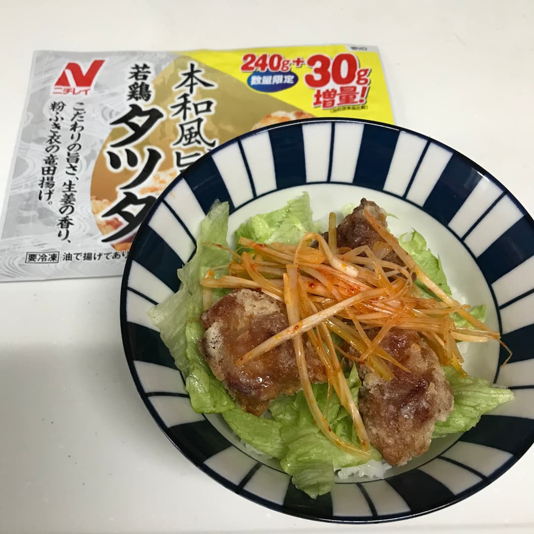 若鶏タツタ辛ネギ丼の完成写真