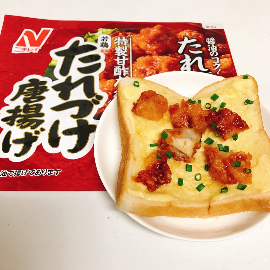たれづけ唐揚げマヨトーストの完成写真