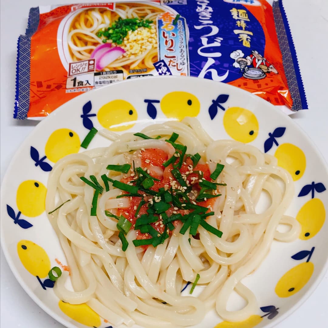 いりこだしの明太うどんの完成写真