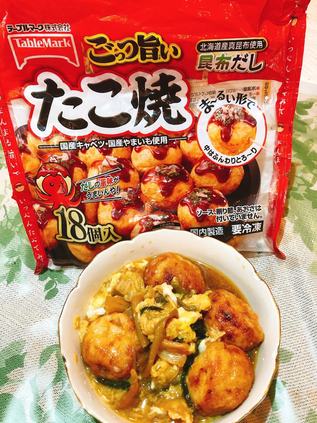 たこ焼きで卵とじの完成写真