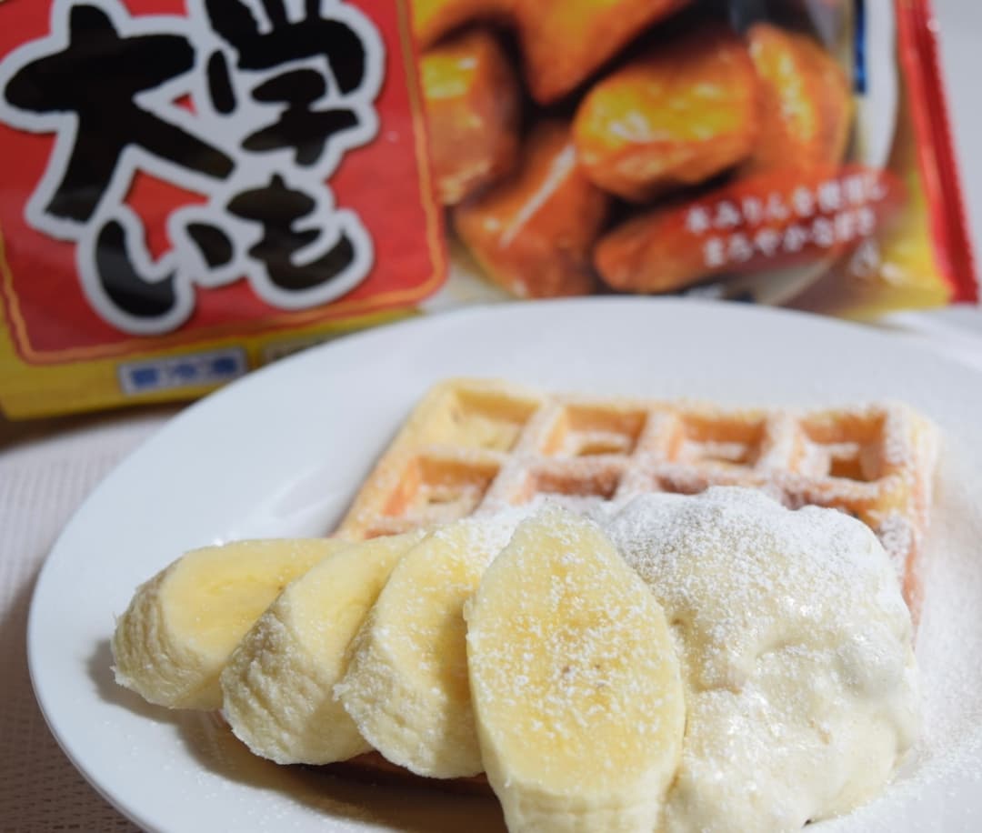 大学いもホイップのワッフルの完成写真