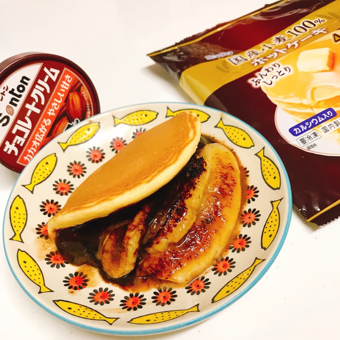 ホットケーキチョコバナナの完成写真