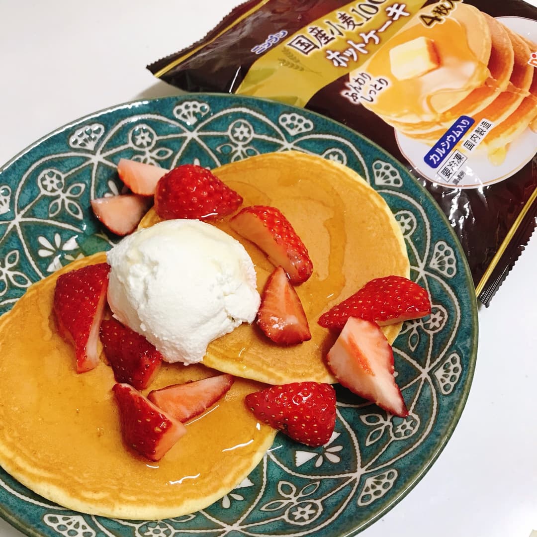 カッテージチーズとはちみつのパンケーキの完成写真