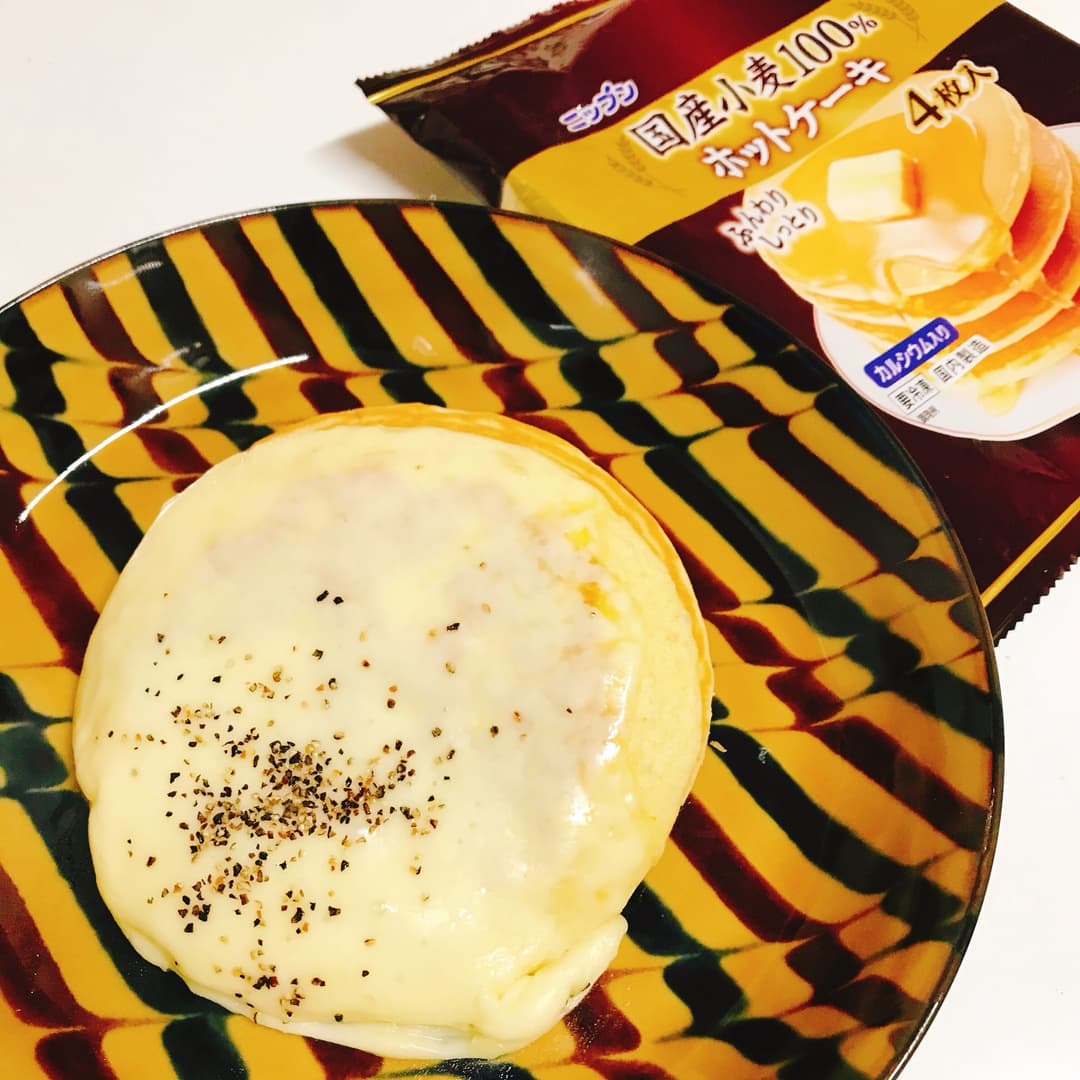 甘塩っぱいチーズホットケーキの完成写真