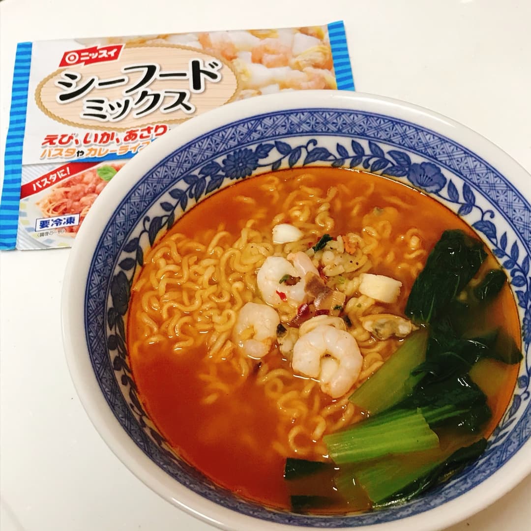 海鮮辛ラーメンの完成写真