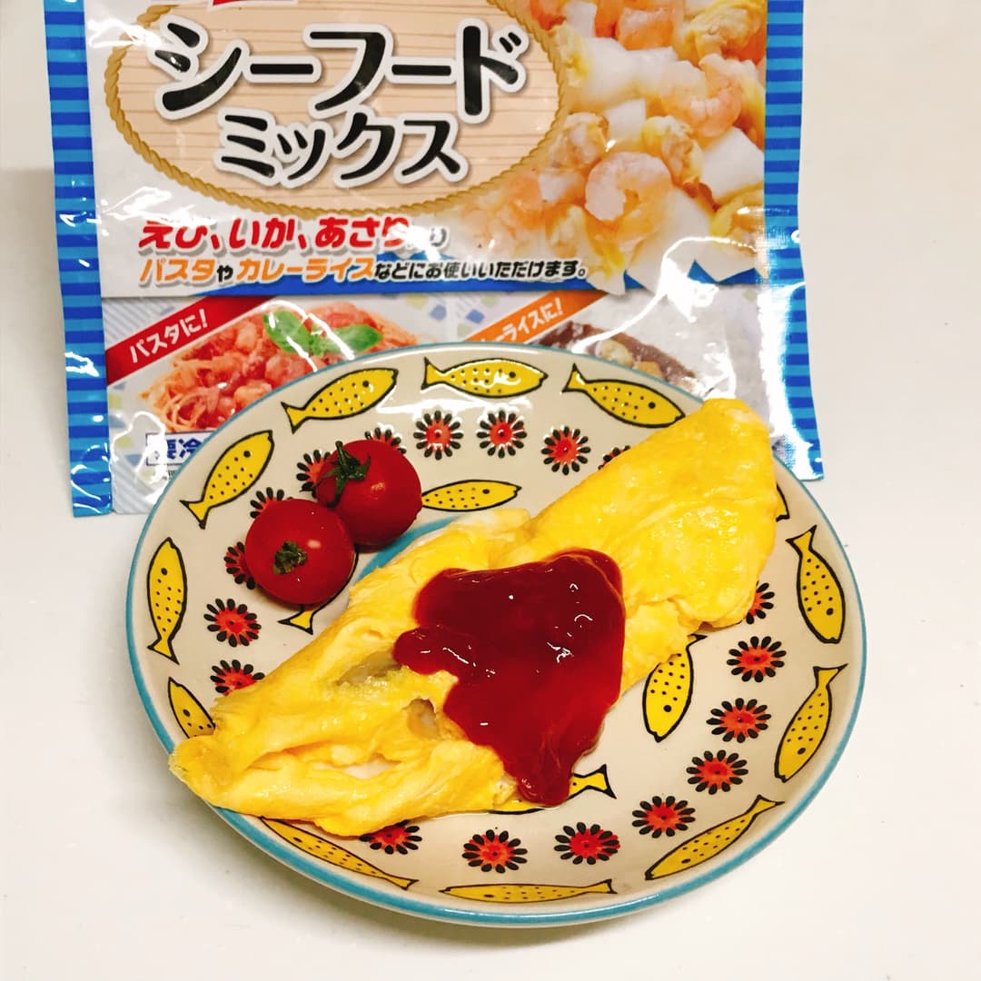 シーフードミックスオムレツの完成写真