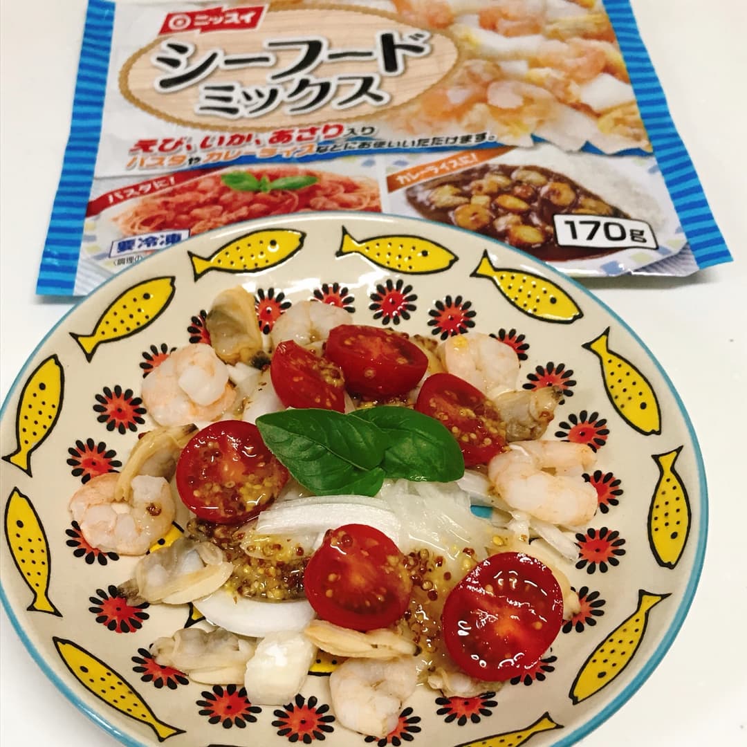 シーフードミックスのカルパッチョの完成写真