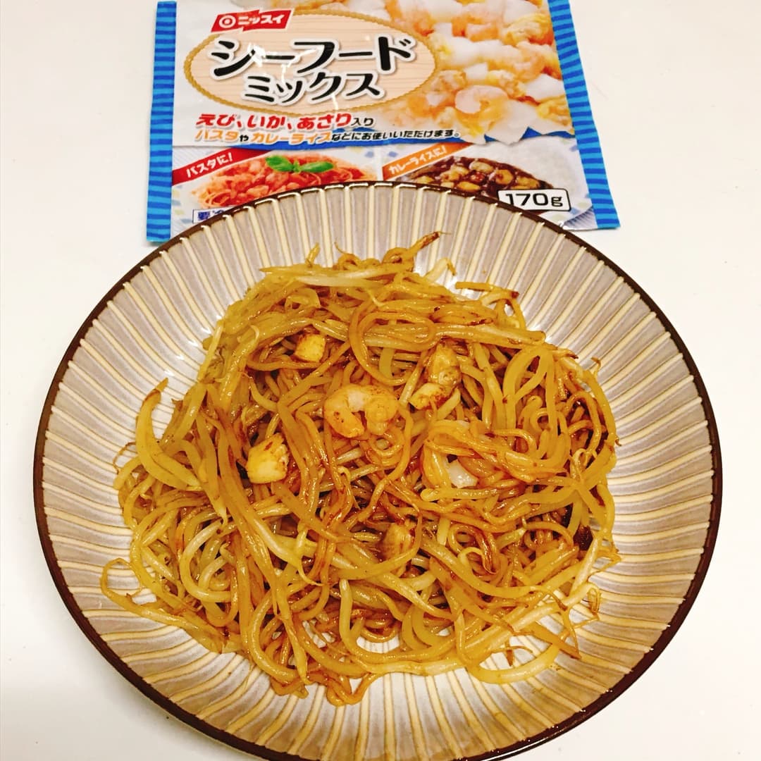 シーフードカレー焼きそばの完成写真