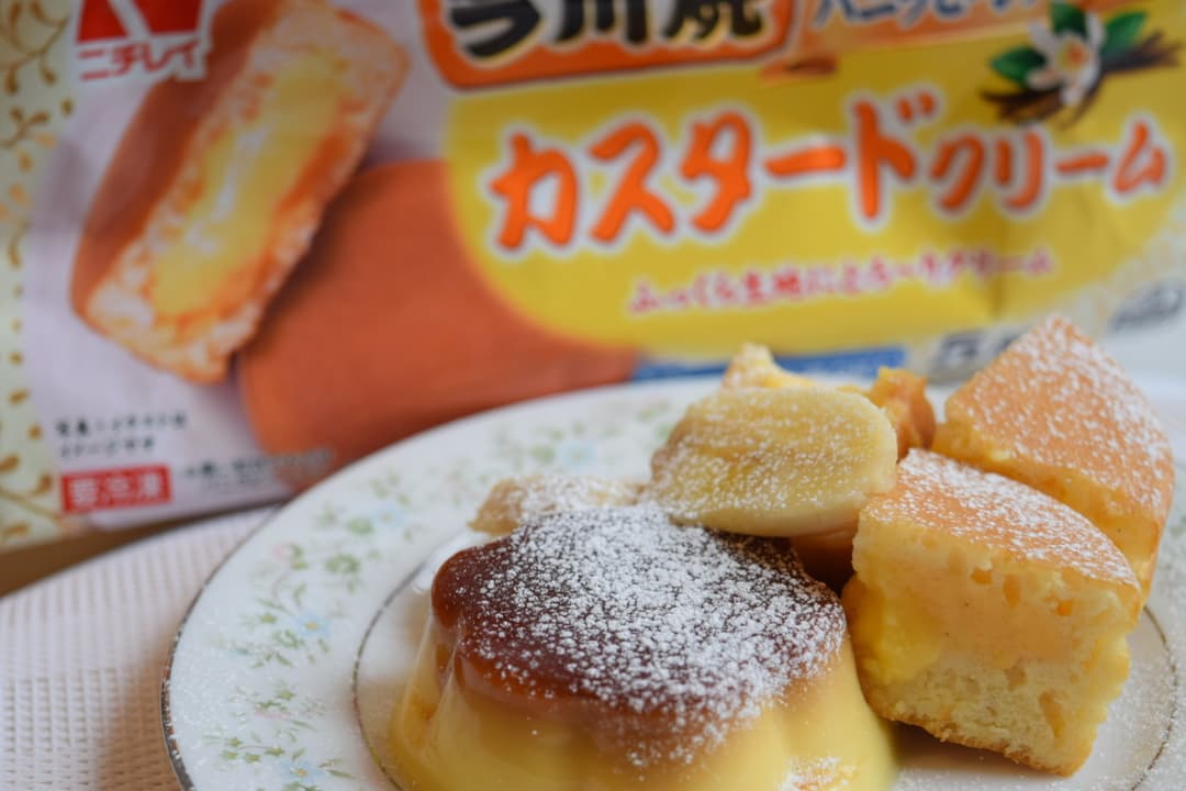 今川焼のバナナプリンアラモード風の完成写真