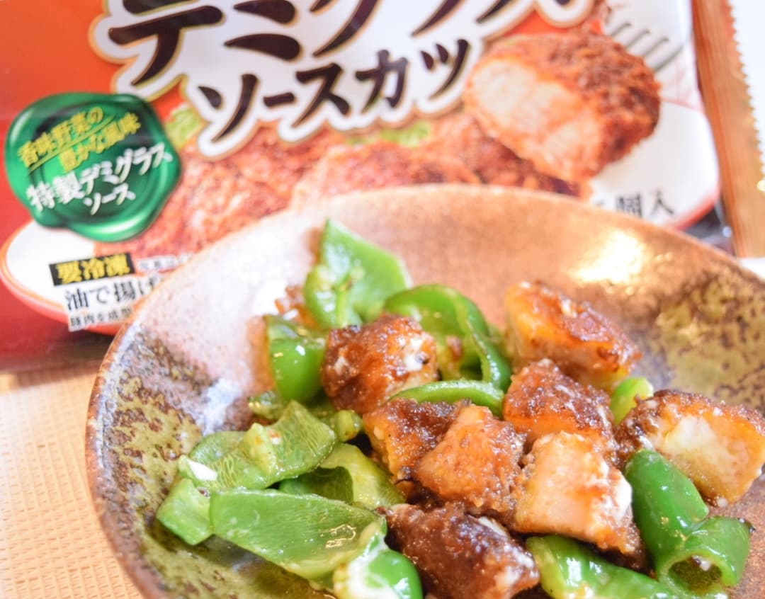 ソースカツとピーマンのマヨネーズ炒めの完成写真
