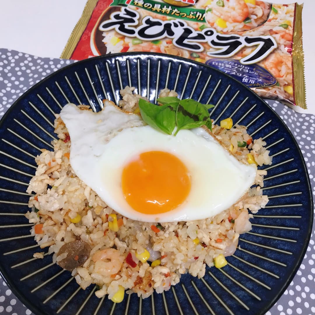 えびピラフのバジル炒めガパオライス風の完成写真