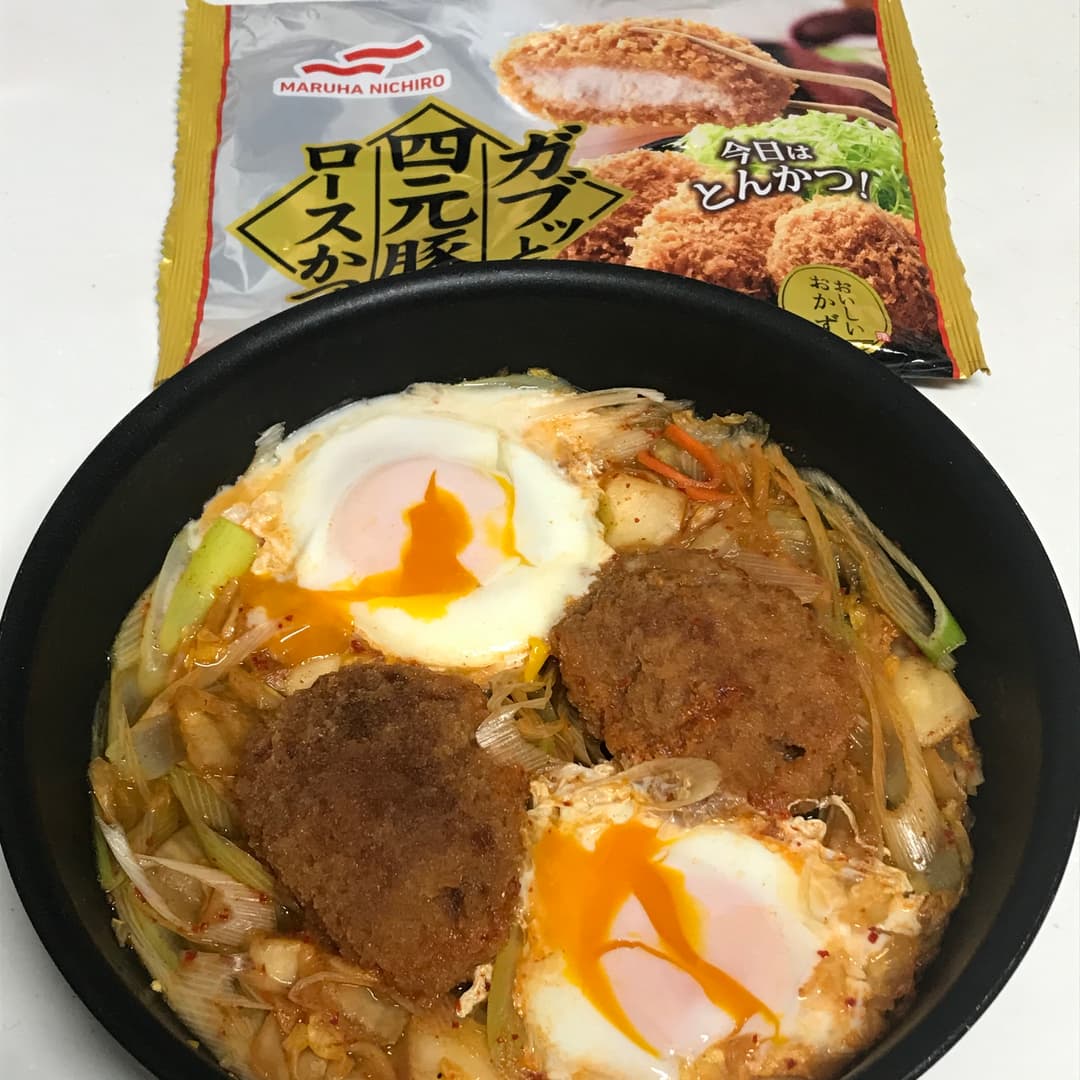 四元豚のキムチかつ煮の完成写真