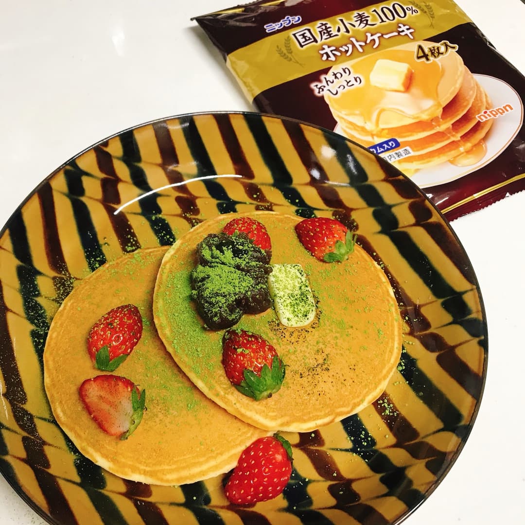 ホットケーキ抹茶あんバターの完成写真