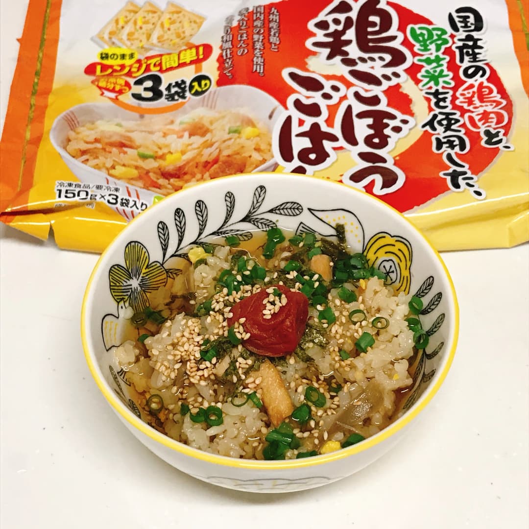 鶏ごぼうごはんの冷やし梅茶漬けの完成写真