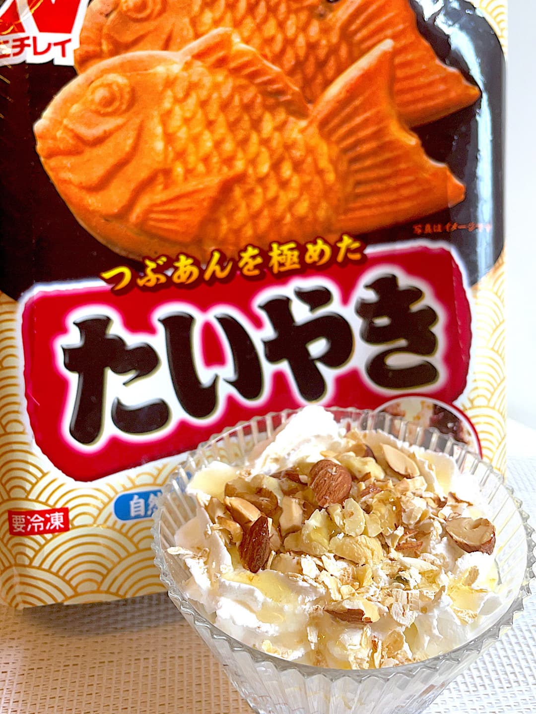 2種のチーズのたいやきパフェの完成写真