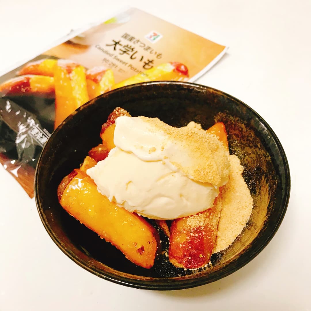 きな粉をまぶしたおさつバニラアイスの完成写真