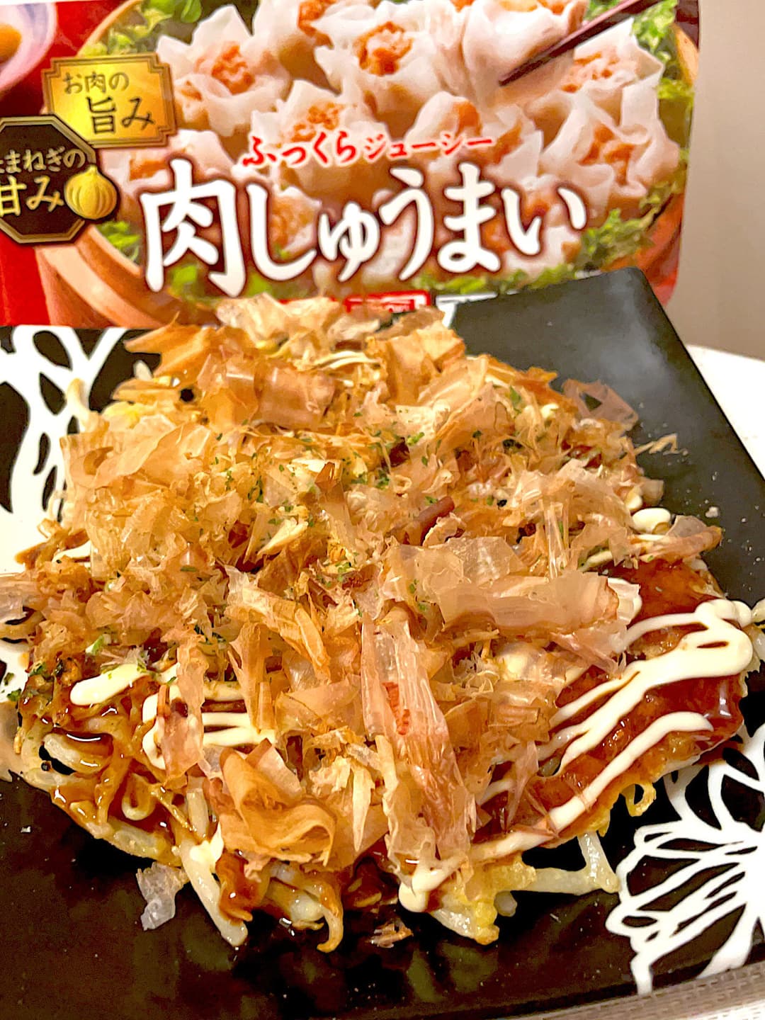 肉しゅうまいのお好み焼きの完成写真