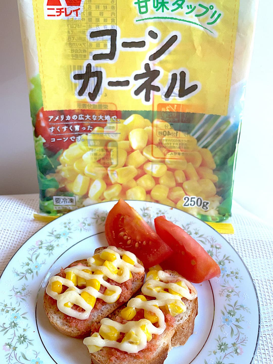 めんたいコーンマヨバゲットの完成写真