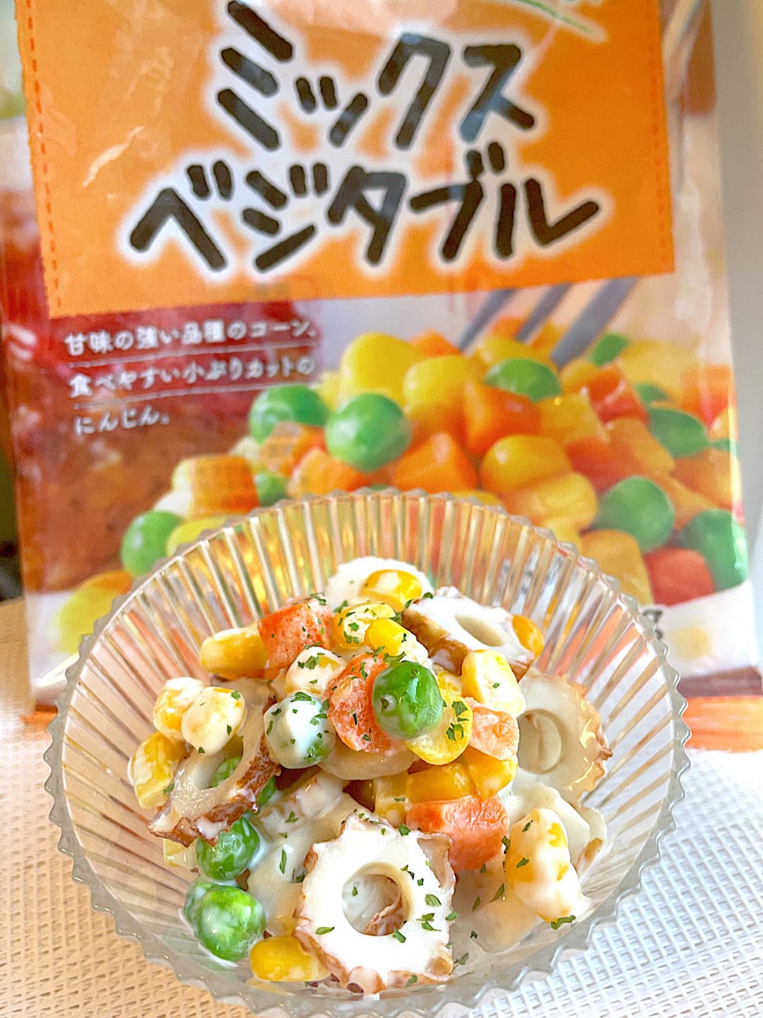 ミックスベジタブルとちくわのマヨサラダの完成写真