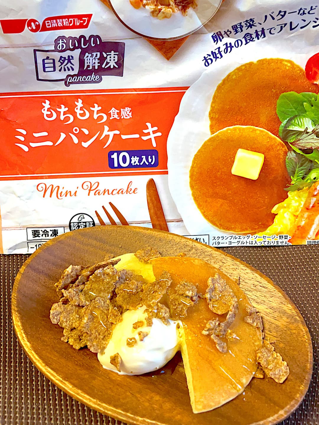 コーンフレークのハニーパンケーキの完成写真