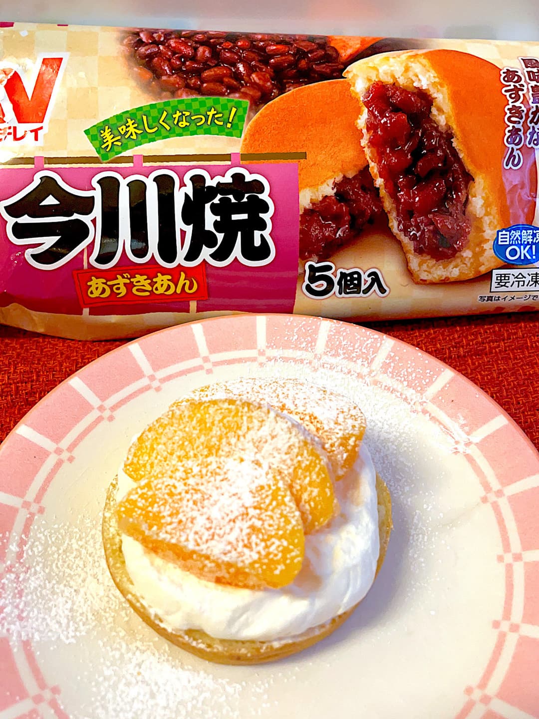 黄桃ホイップの今川焼の完成写真