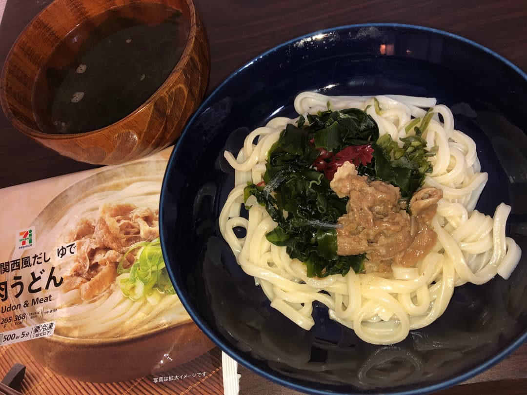 ぶっかけ肉うどん&スープの完成写真