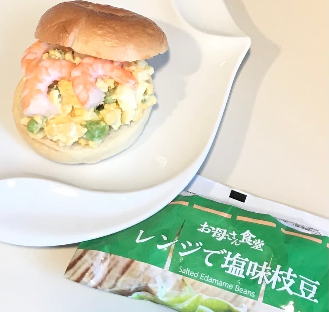 枝豆入り卵とえびのサンドの完成写真