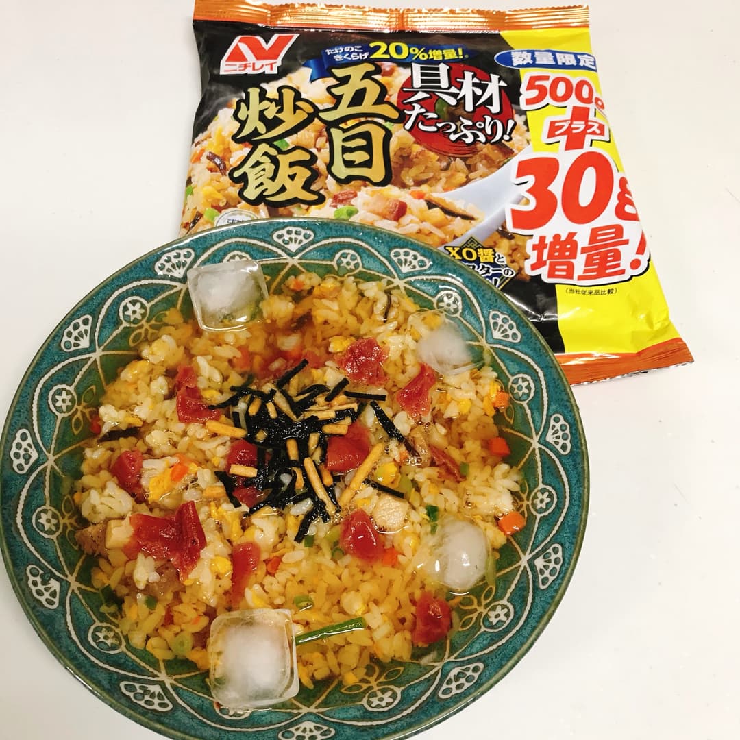 五目炒飯冷やし梅茶漬けの完成写真