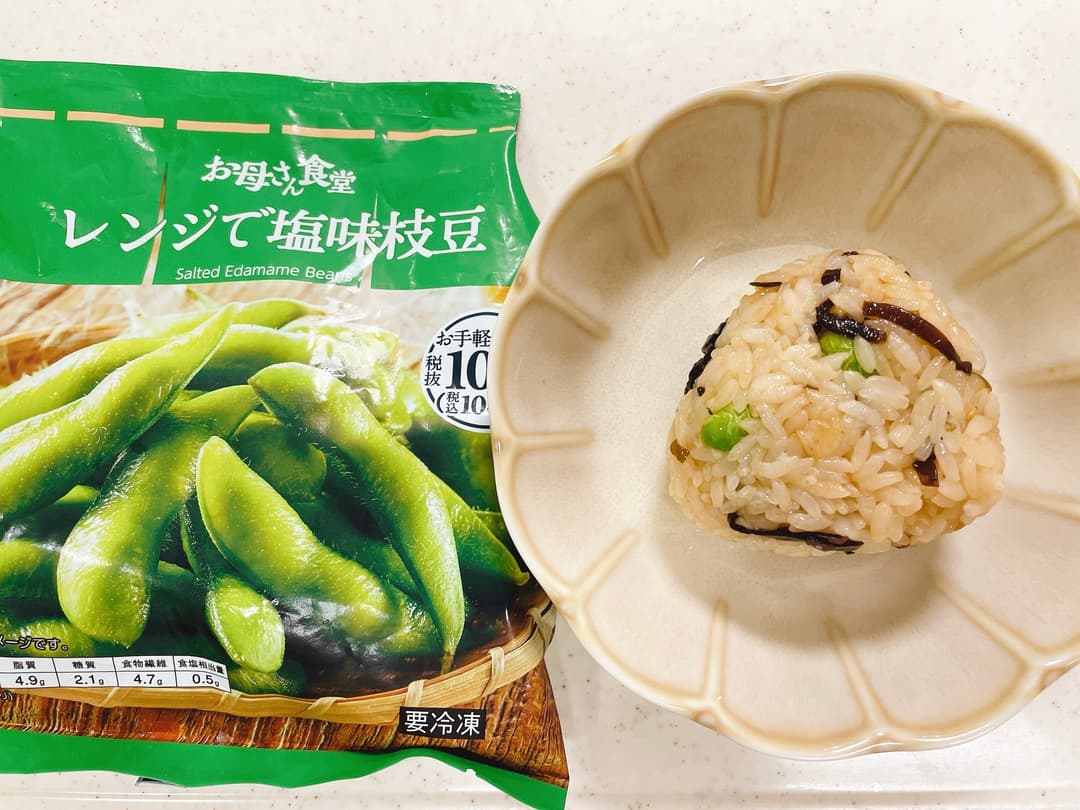 枝豆と昆布のおにぎりの完成写真