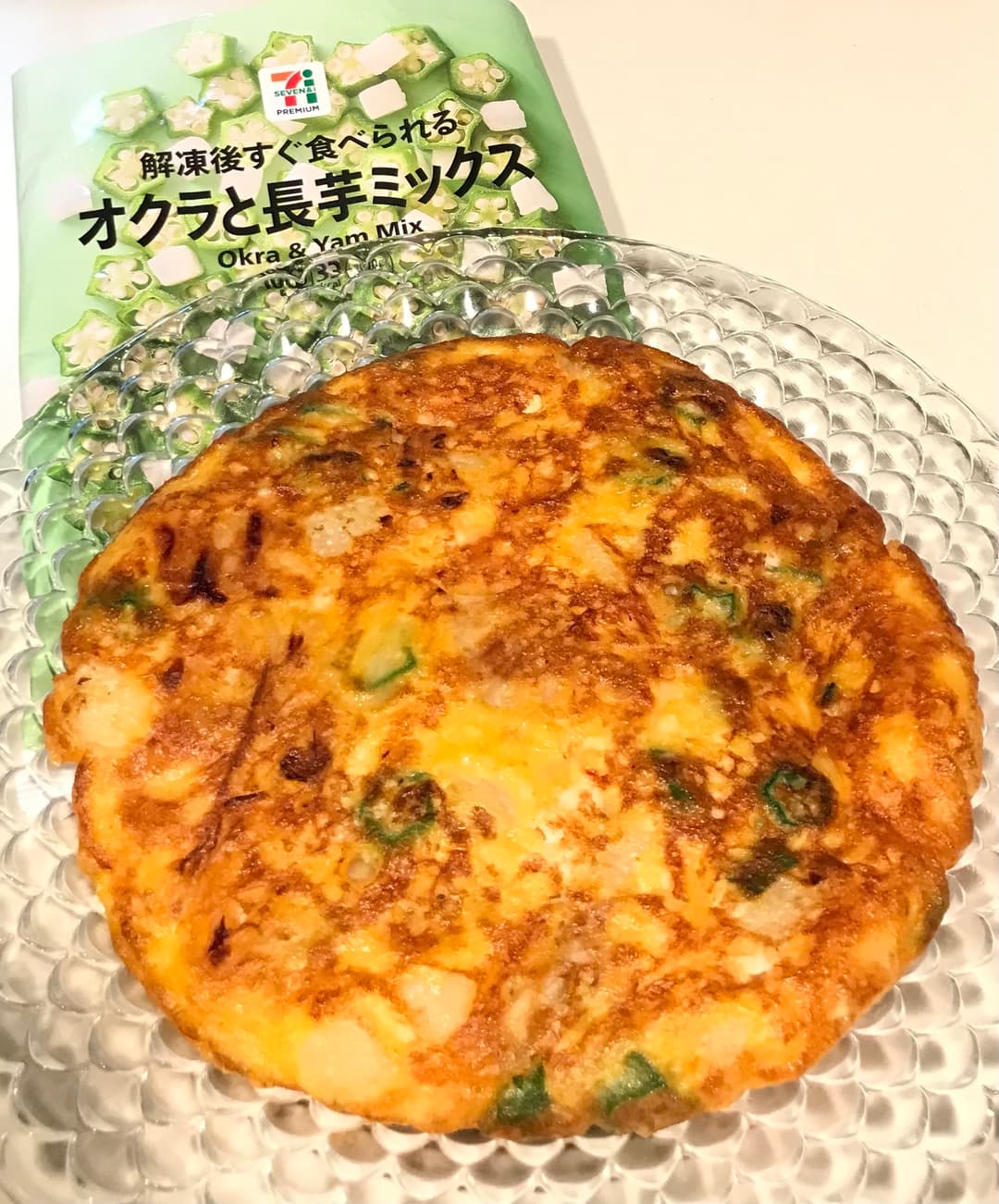 オクラと長芋のキムチチーズちぢみの完成写真