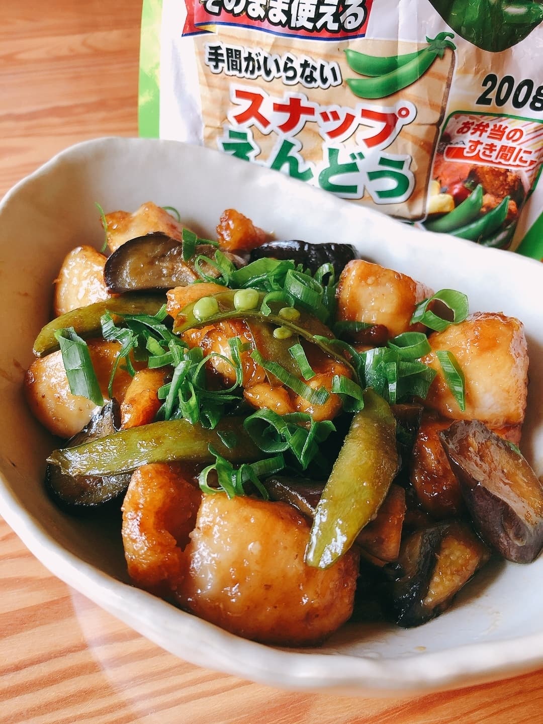 鶏肉とスナップエンドウの油淋鶏風の完成写真