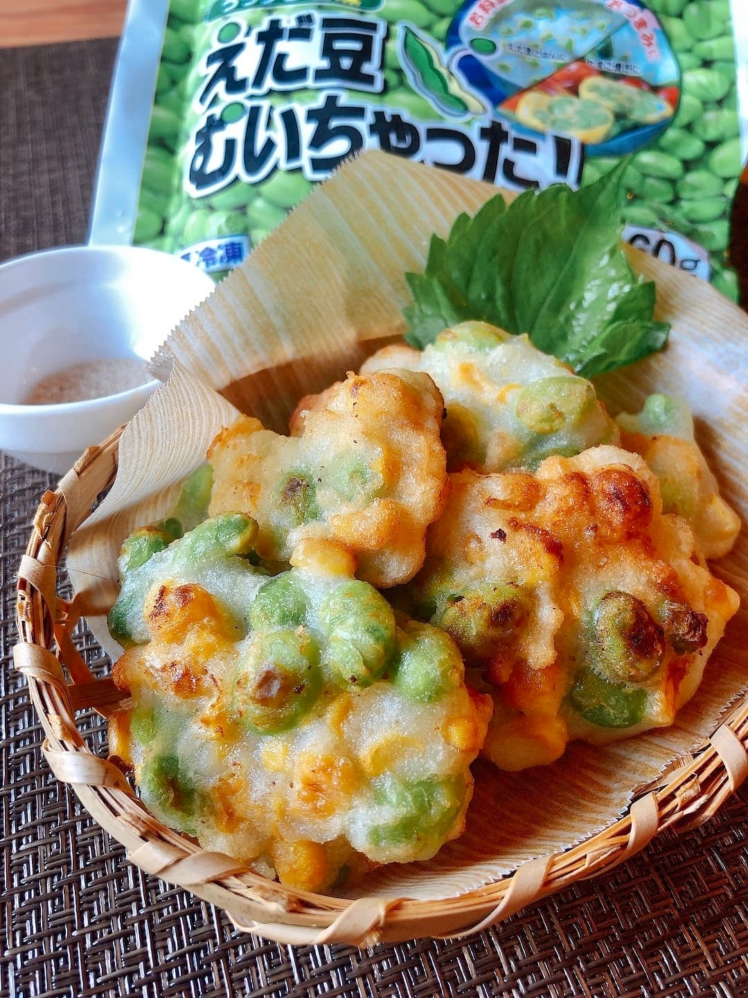 枝豆とコーンのかき揚げの完成写真