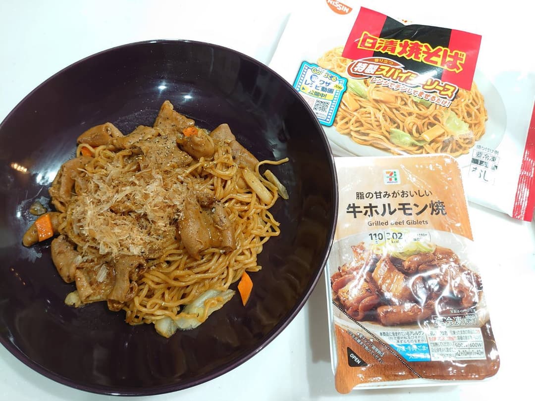 ホルモン焼きそばの完成写真