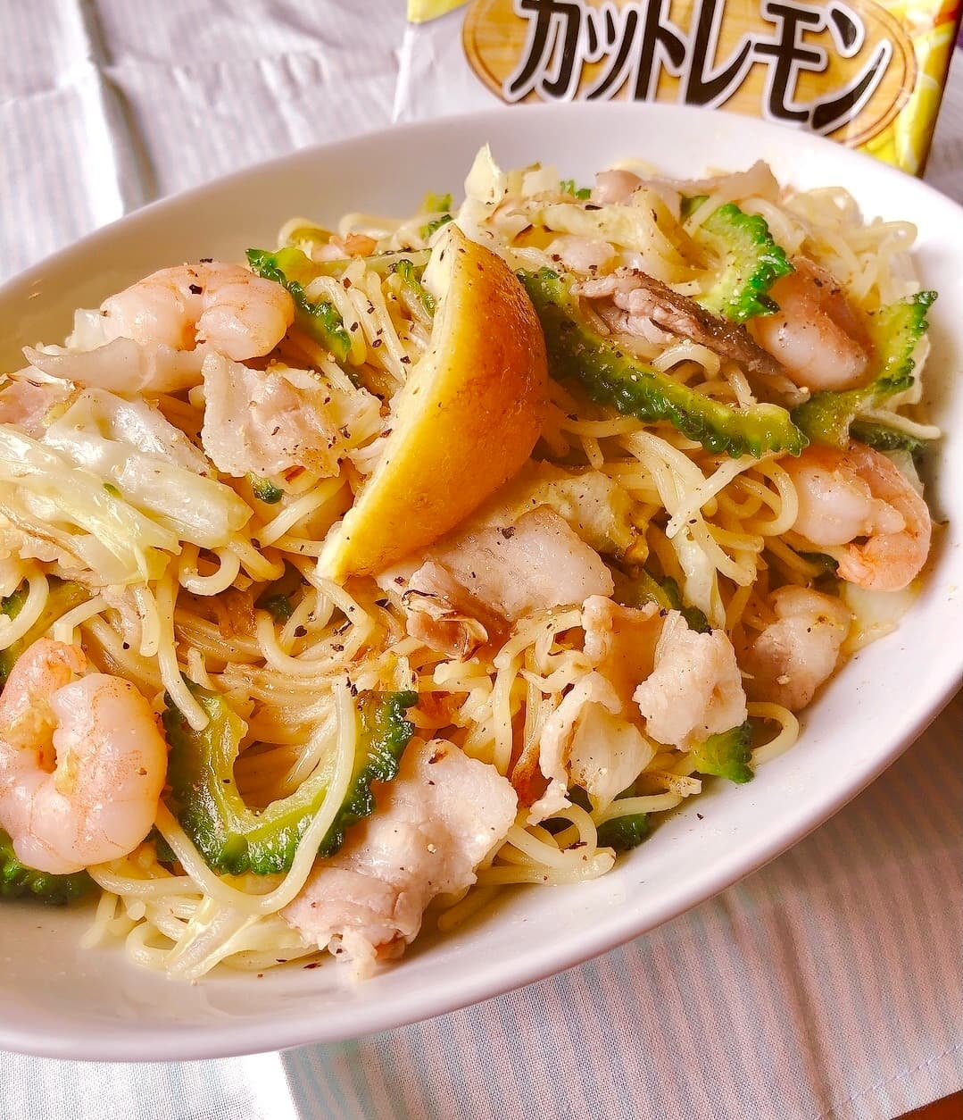 夏野菜の塩レモン焼きそばの完成写真