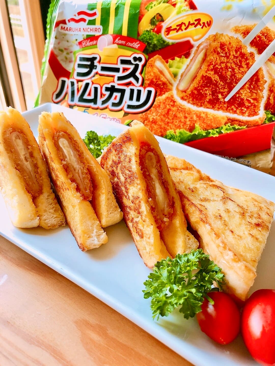 チーズハムカツでクロックムッシュ風の完成写真
