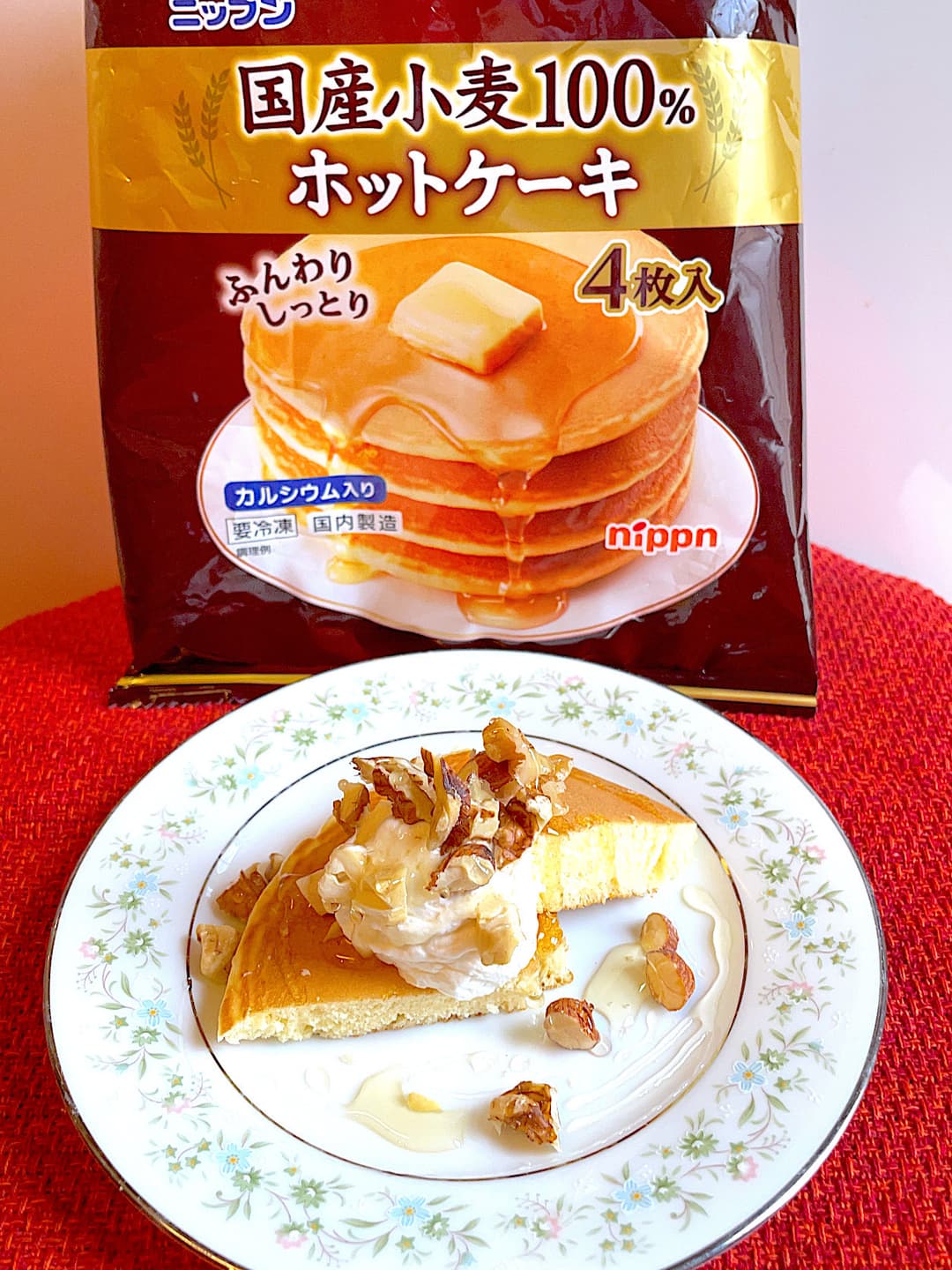 ナッツホイップのホットケーキの完成写真
