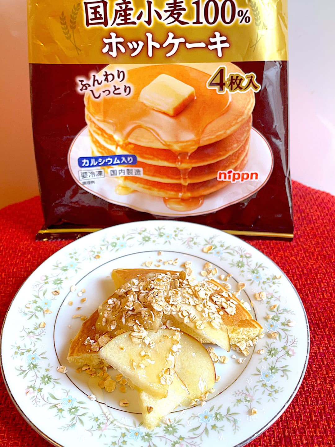 オートミールりんごのホットケーキの完成写真