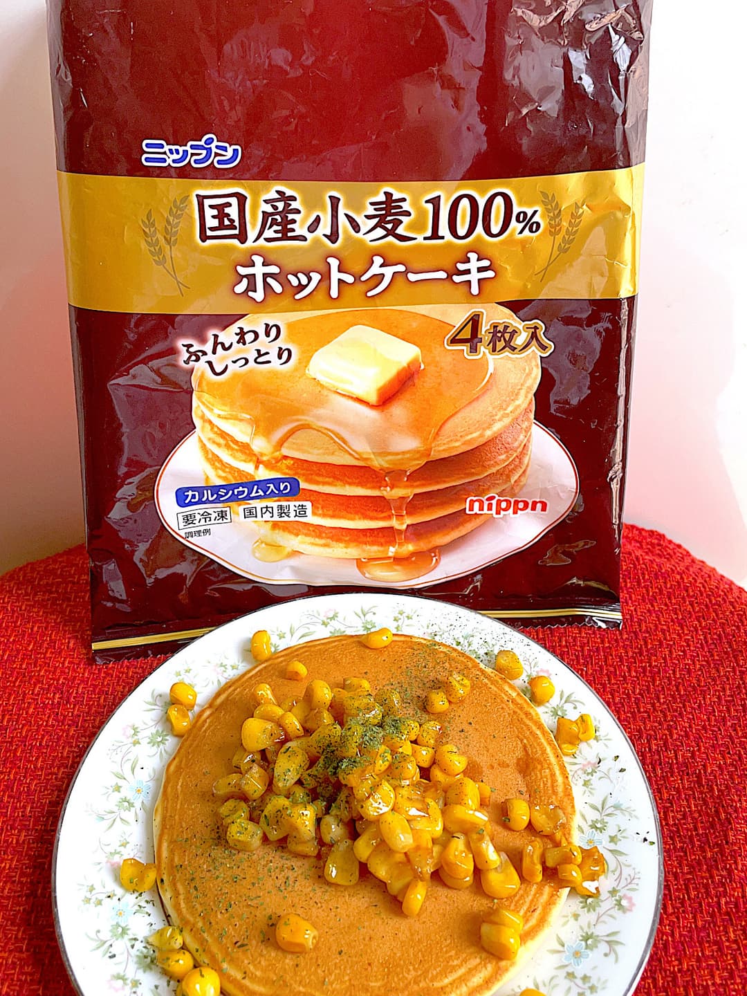 スイートコーンのホットケーキの完成写真