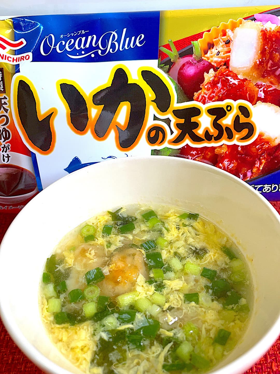 いか天のネギたまごスープの完成写真