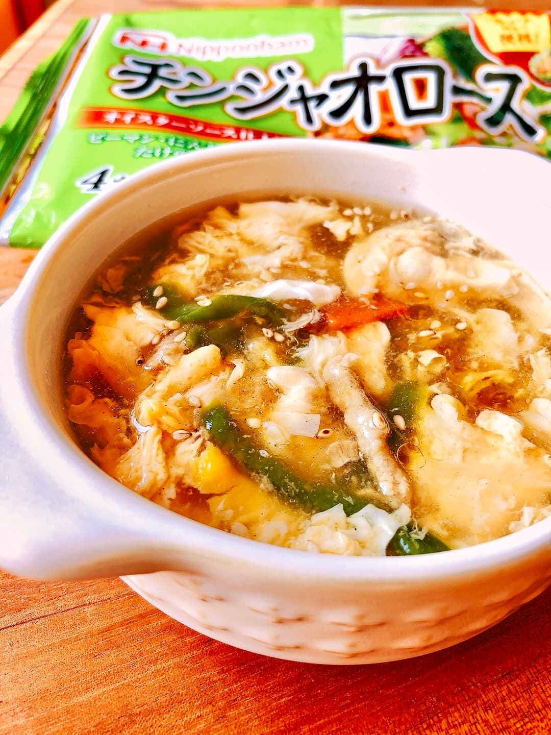 チンジャオロースの卵あんかけスープの完成写真