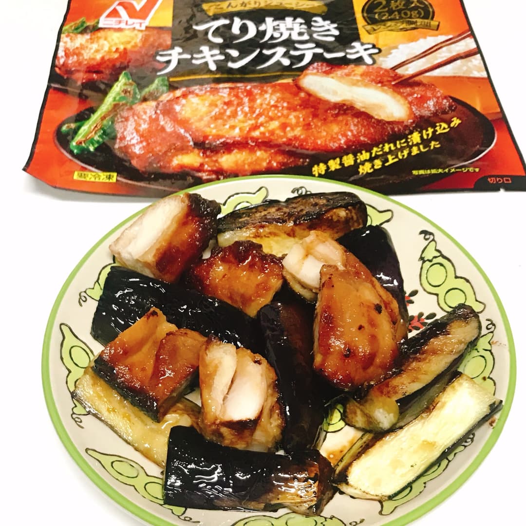 チキンとなすの甘辛炒めの完成写真