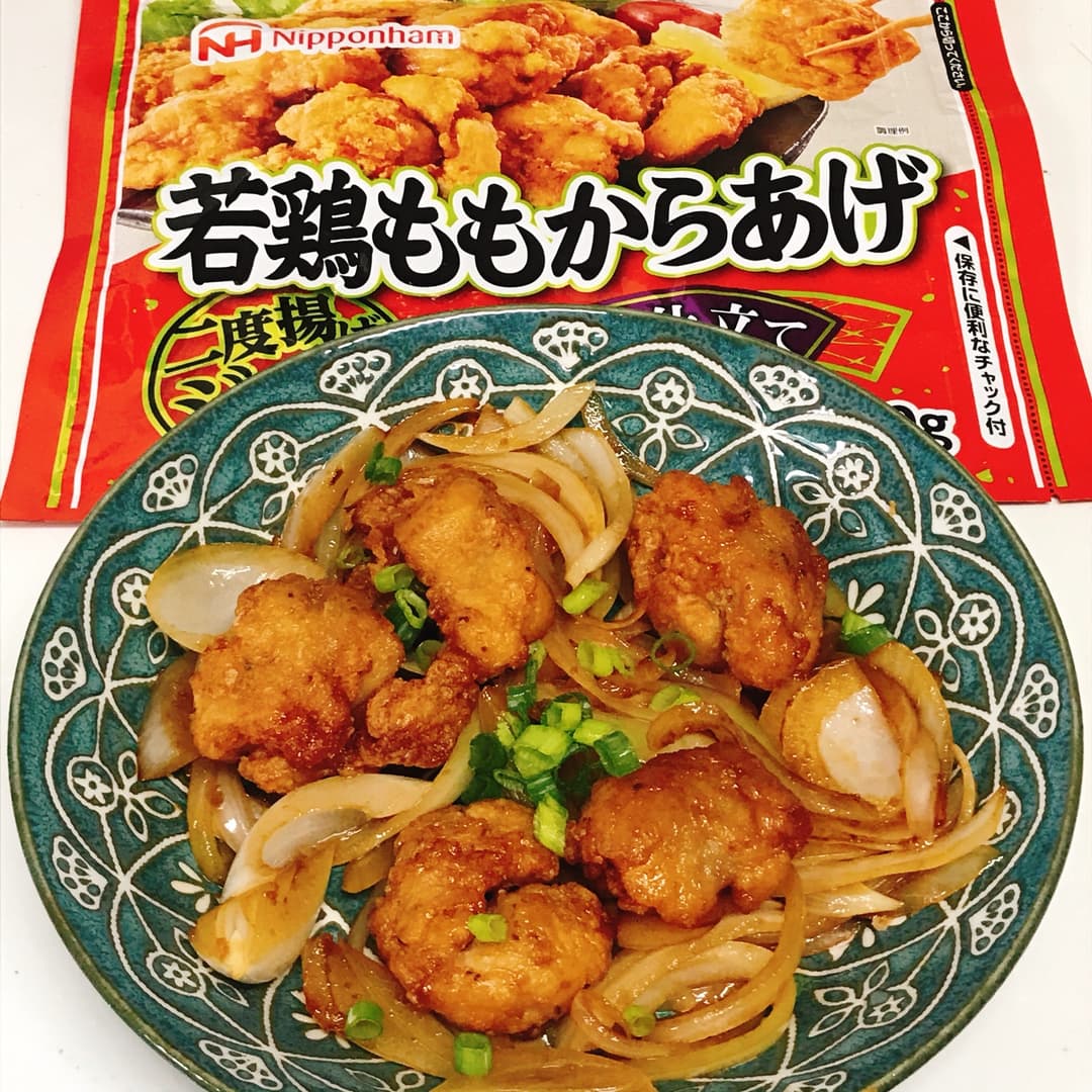 若鶏ももからあげのバターポン酢炒めの完成写真