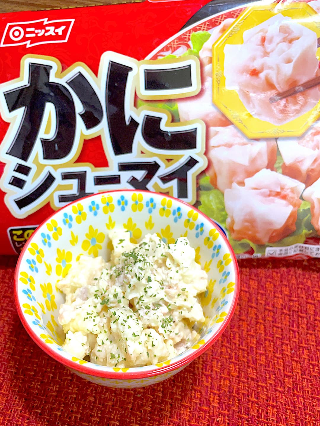 シューマイとツナのポテサラの完成写真