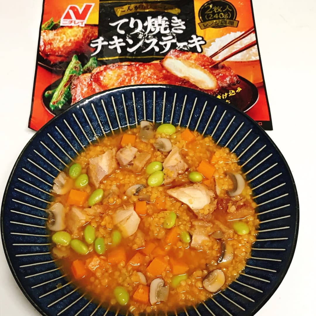 チキンとレンズ豆の具沢山スープの完成写真