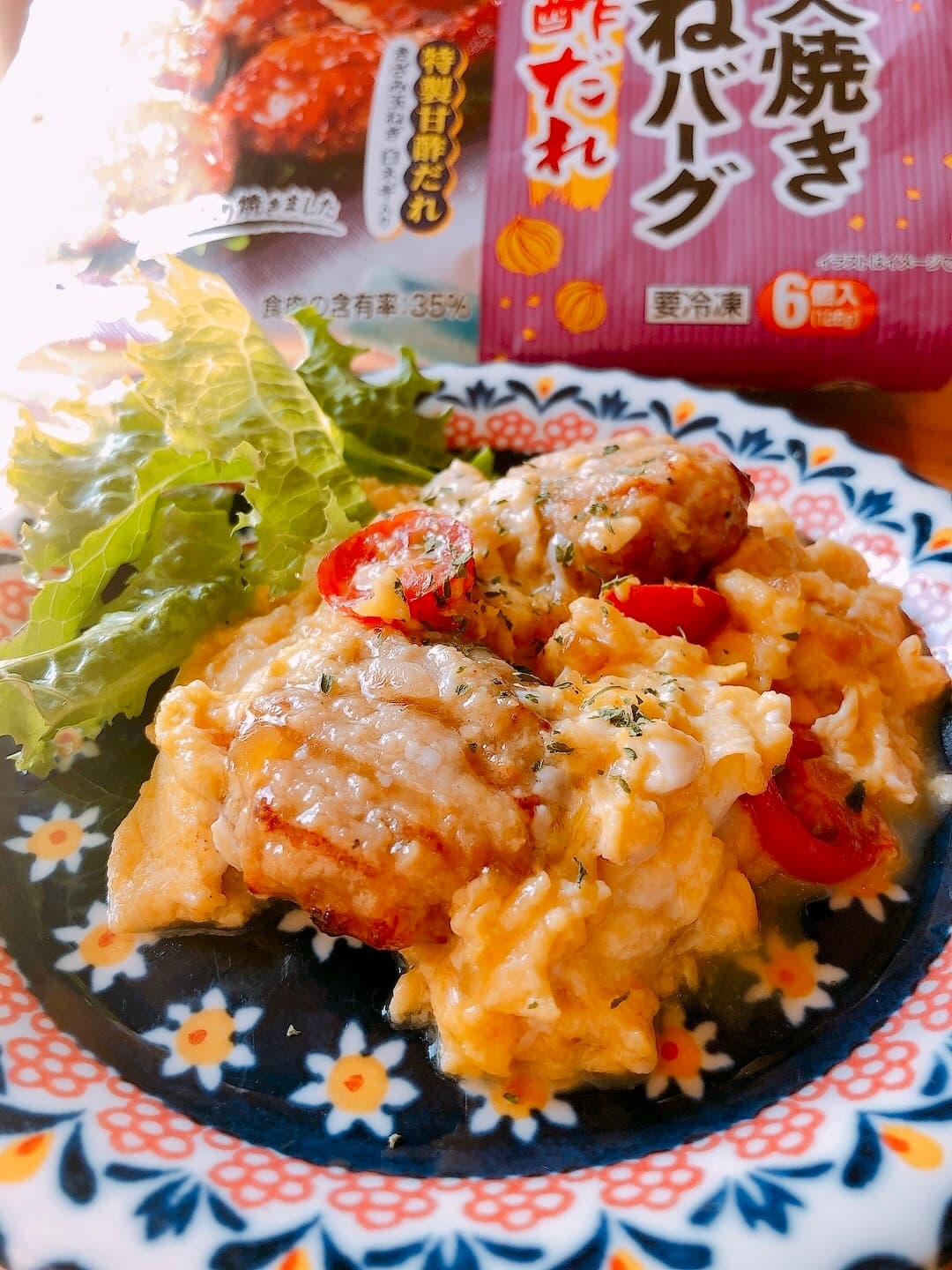 甘酢つくねバーグの卵炒めの完成写真