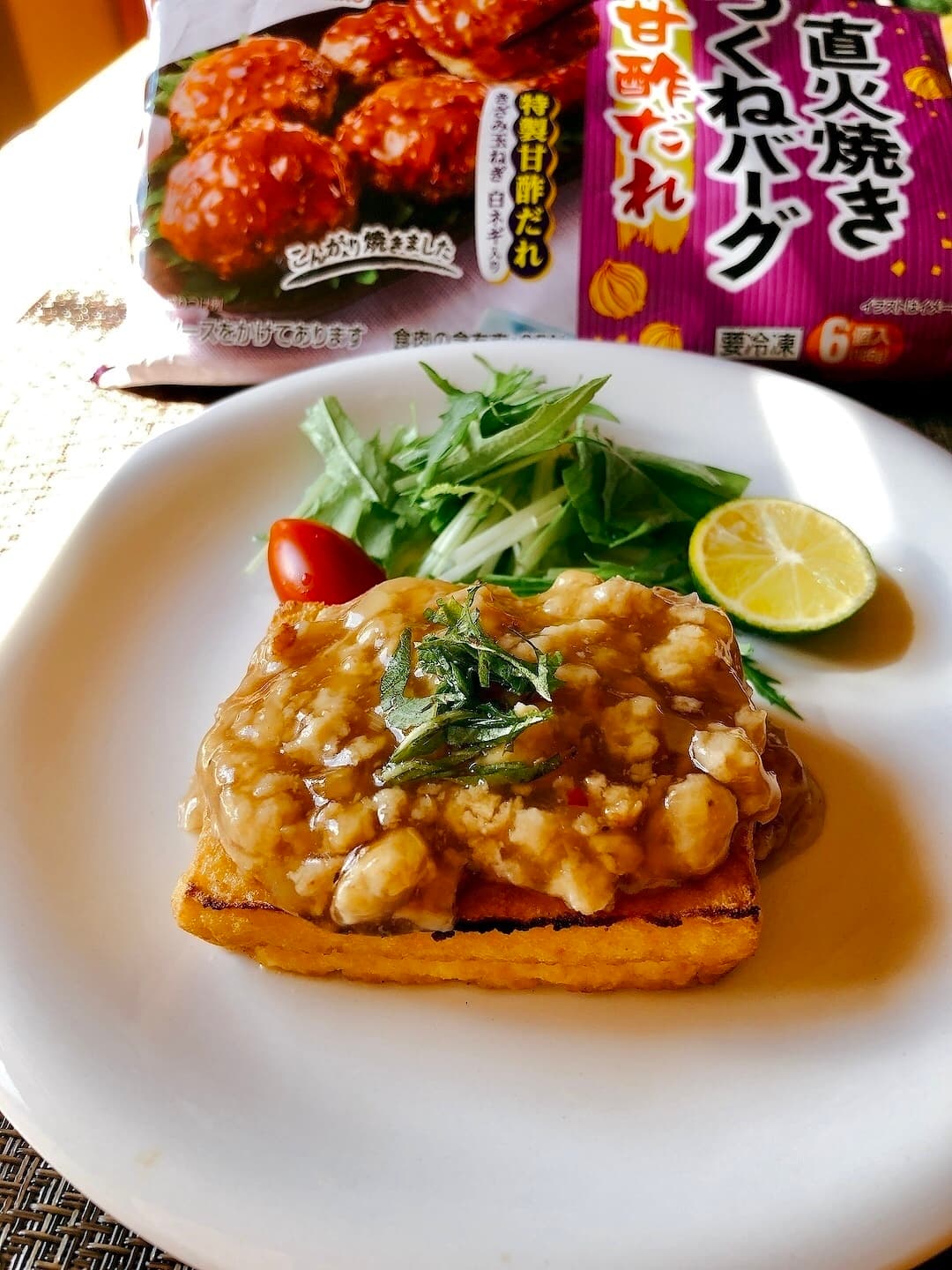 厚揚げの甘酢バーグあんかけの完成写真