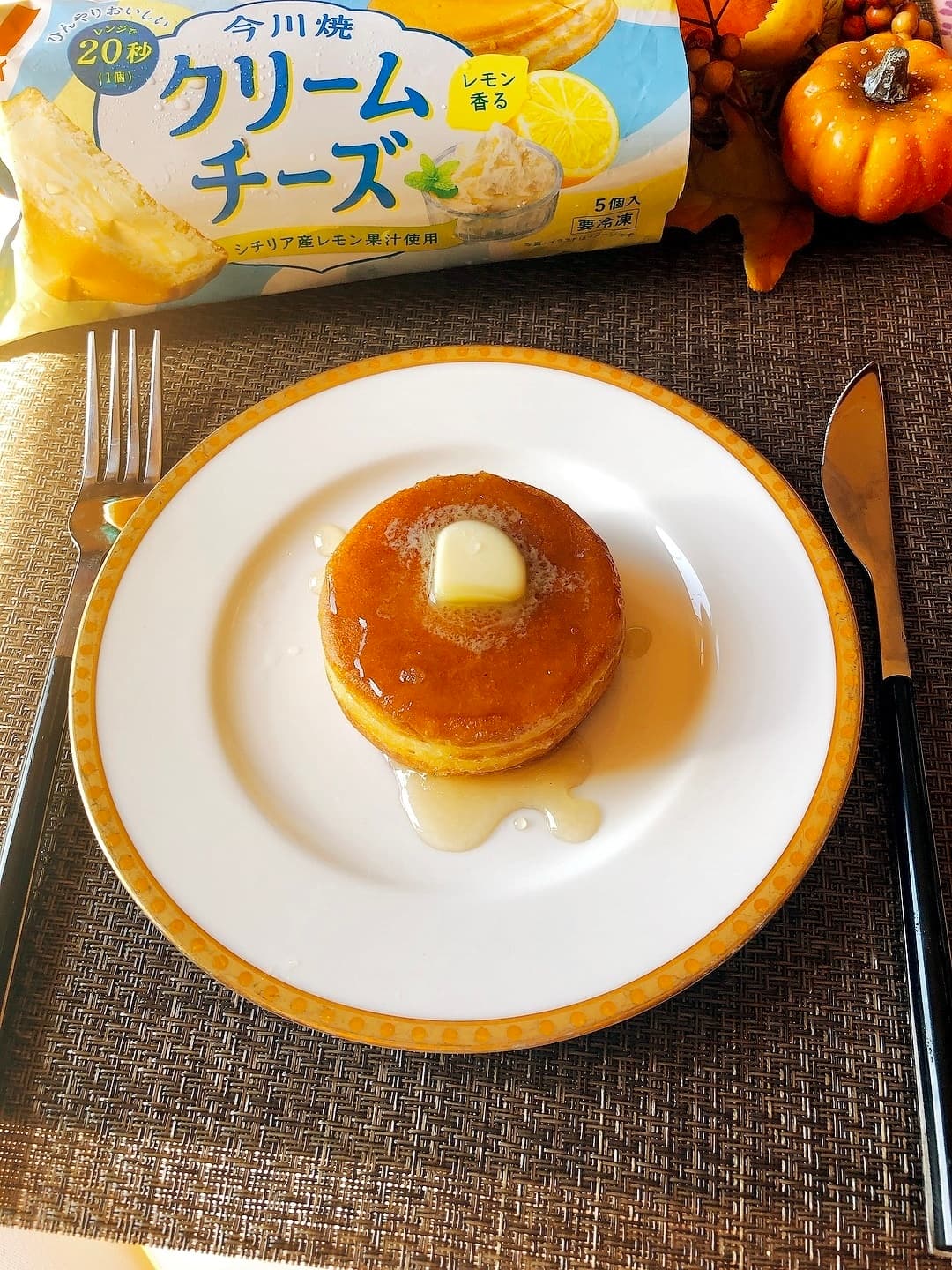 クリームチーズ今川焼のホットケーキ風の完成写真