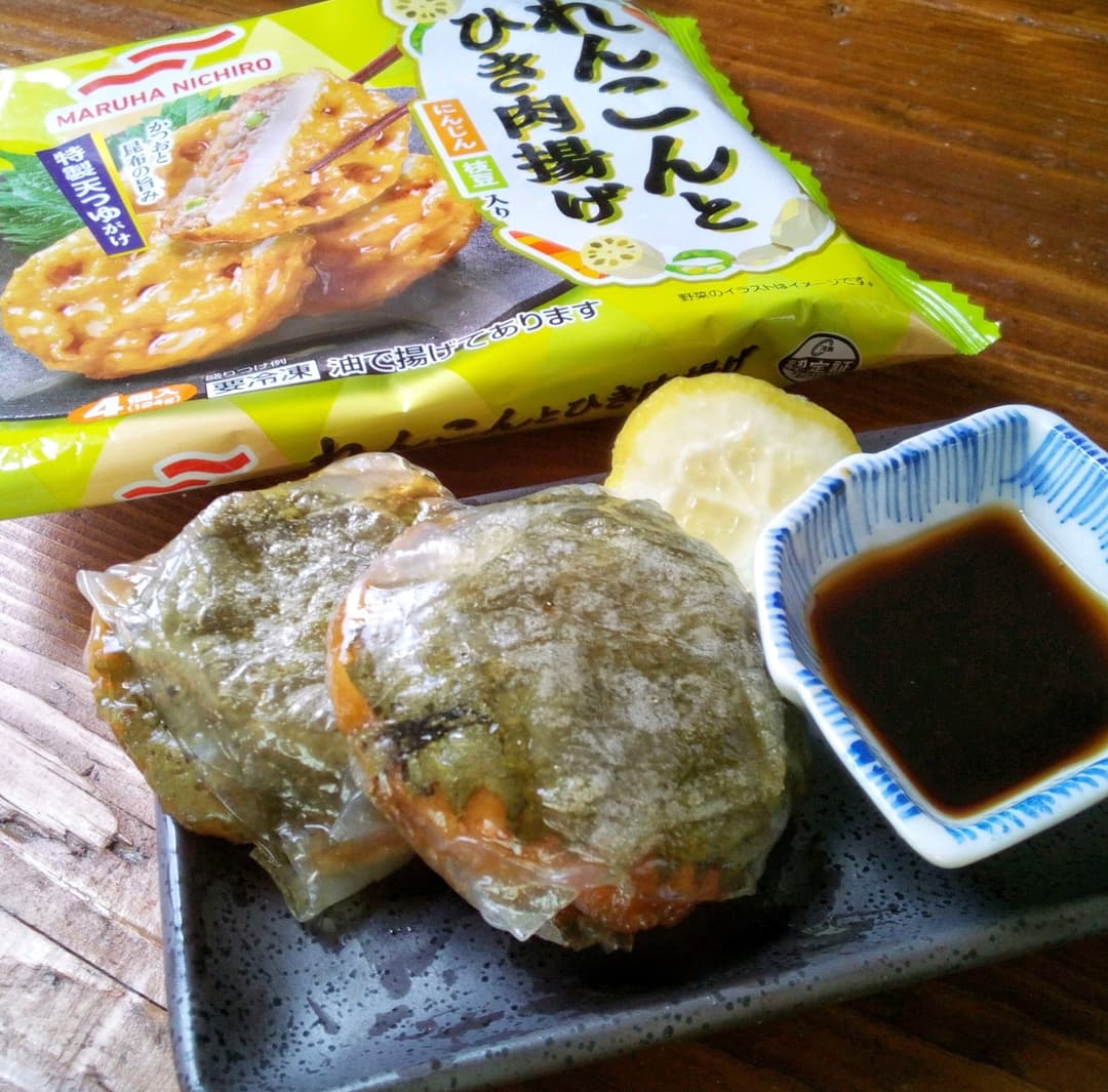レンコンとひき肉揚げのライスペーパー焼きの完成写真