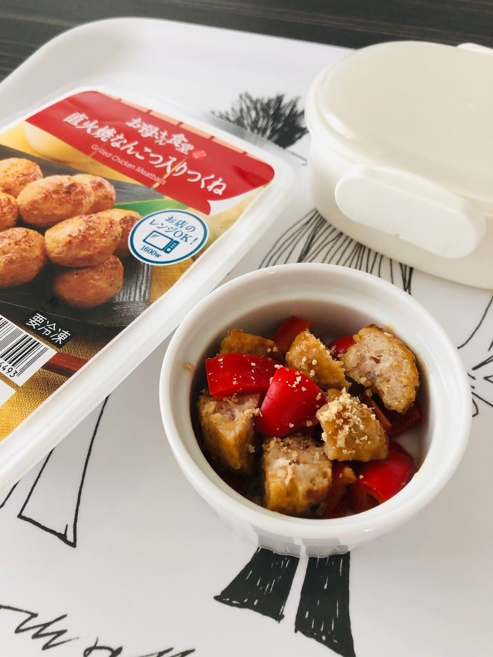 お弁当に◎ピーマンとつくねのごまポン酢和えの完成写真