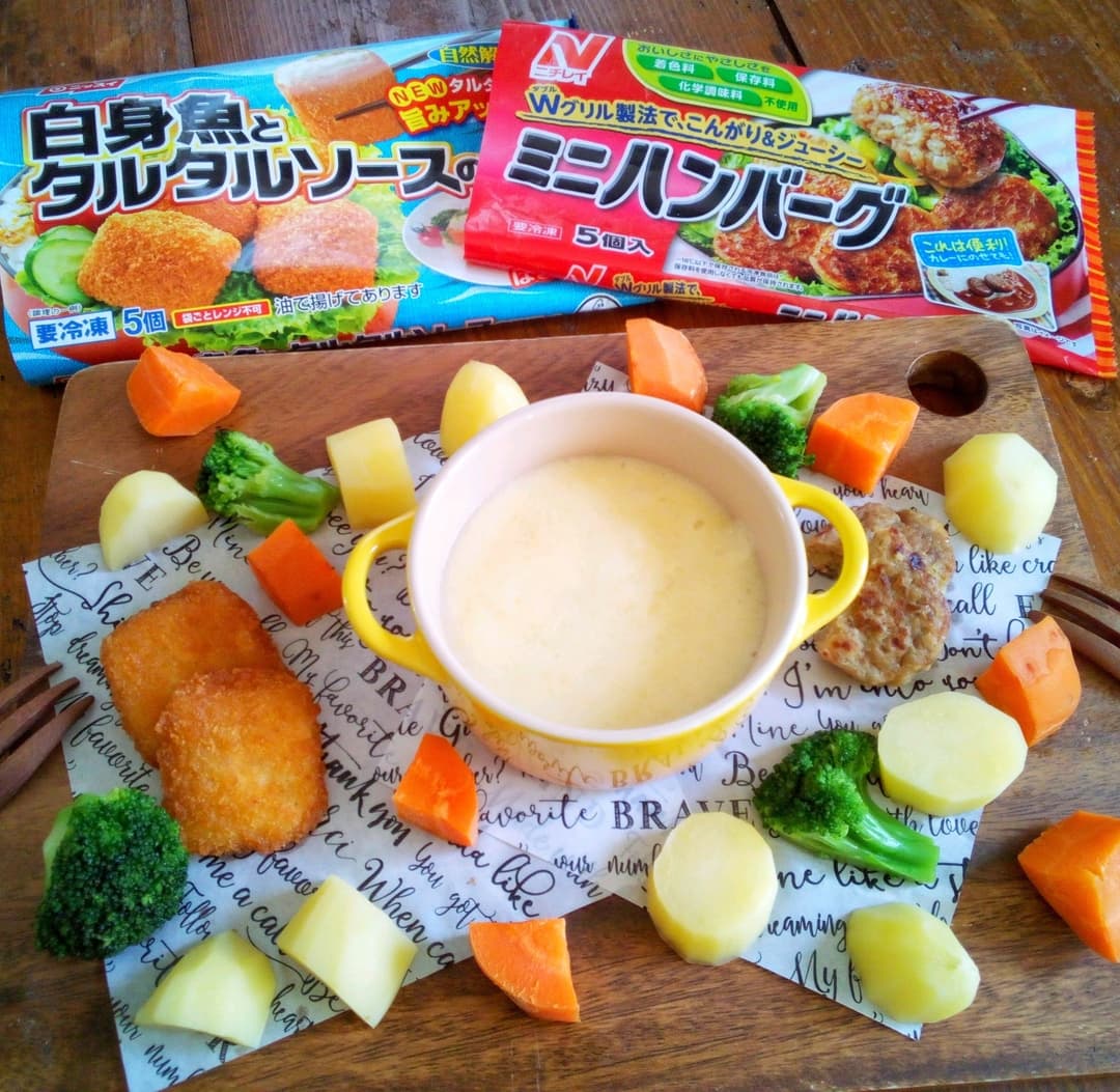 お好きな冷食で♪チーズフォンデュの完成写真